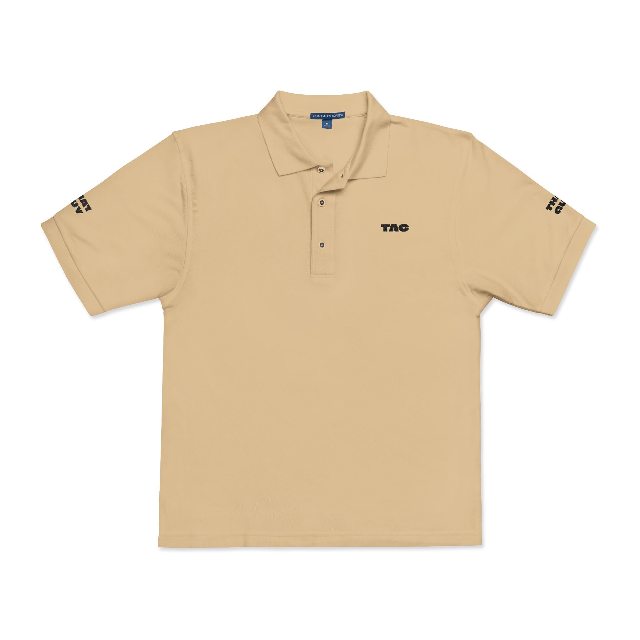 Embroidered TAC Minimalist Polo Shirt — White Classic Collared Tee