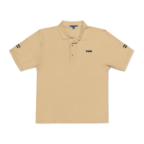 Embroidered TAC Minimalist Polo Shirt — White Classic Collared Tee