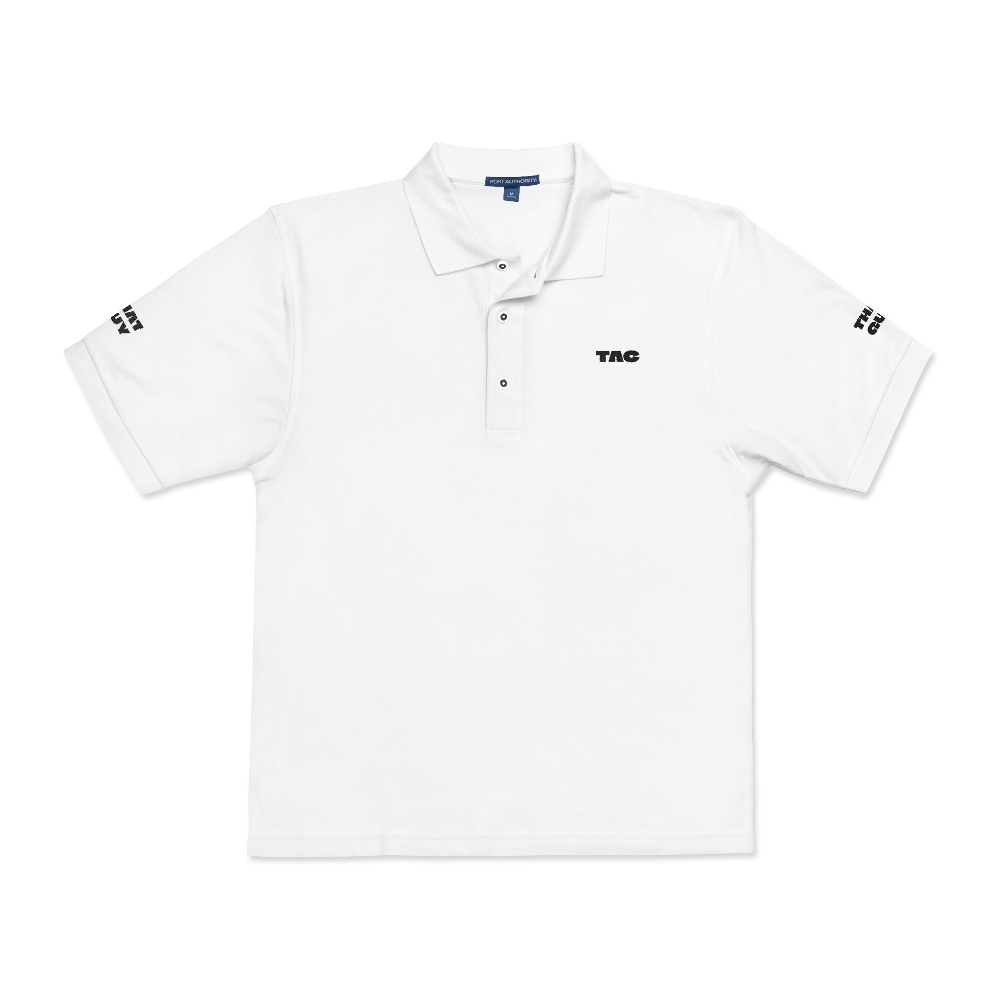 Embroidered TAC Minimalist Polo Shirt — White Classic Collared Tee