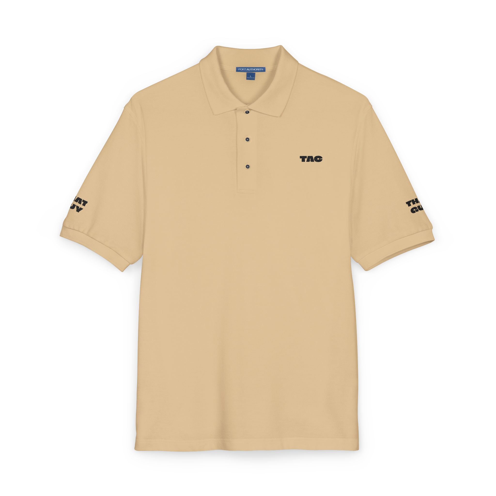 Embroidered TAC Minimalist Polo Shirt — White Classic Collared Tee